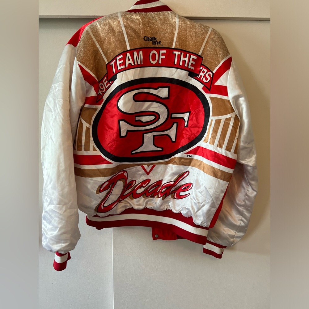 Vintage 1980’s San Francisco 49ers Team Of The Decade Chalk Line Satin Jacket L